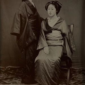 [Geisha with Attendant], 1860s. Creator: Yokoyama Matsusaburo