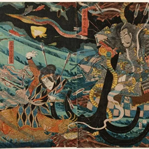 The ghost of the general Taira no Tomomori at the bottom of the ocean with the anchor