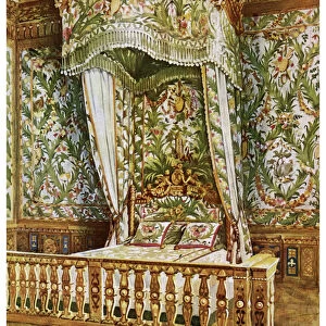 Gilt state bed of Marie Antoinette, Queens Bedroom, Palais de Fontainebleau, France, 1911-1912. Artist: Edwin Foley