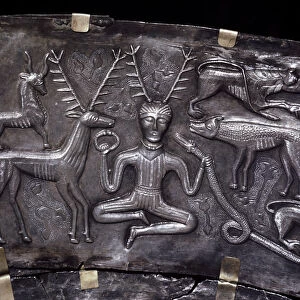 Gundestrup Cauldron, showing Celtic horned god Cernunnos with torc, Denmark, c100 BC