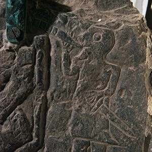 Detail of the Heimdall Cross-Slab on the Isle of Man, 10th century