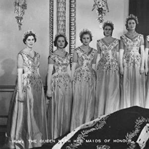 HM Queen Elizabeth II with her Maids of Honour, The Coronation, 2nd June 1953. Artist: Cecil Beaton