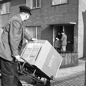 Home delivery of a cooker, Darfield, Barnsley, South Yorkshire, 1963
