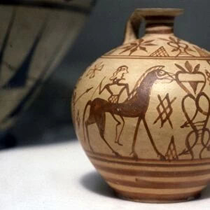 Horseman on Greek Scent-Bottle (Araballos) Proto-Corinthian, c7th century BC