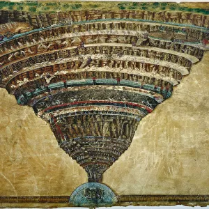 Illustration to the Divine Comedy by Dante Alighieri (Abyss of Hell), 1480-1490. Artist: Botticelli, Sandro (1445-1510)
