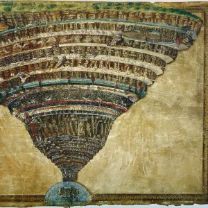 Illustration to the Divine Comedy by Dante Alighieri (Abyss of Hell), 1480-1490. Artist: Botticelli, Sandro (1445-1510)