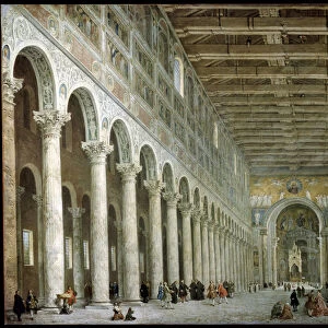 Interior of the Basilica of St Paul Outside the Walls in Rome, c1750. Artist: Giovanni Paolo Panini