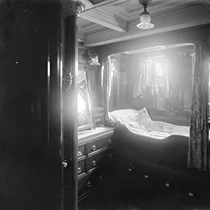 Interior of midships cabin on steam yacht Venetia, 1920. Creator: Kirk & Sons of Cowes