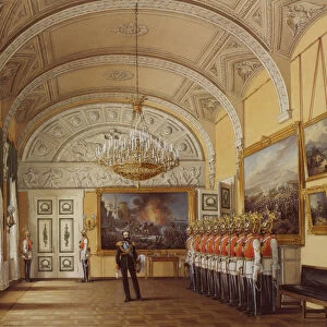Interiors of the Winter Palace. The Guardroom, 1864. Artist: Hau, Eduard (1807-1887)