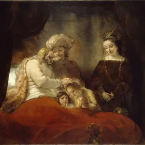 Rembrandt's Jacob Blessing Ephraim and Manasseh Print, 1656