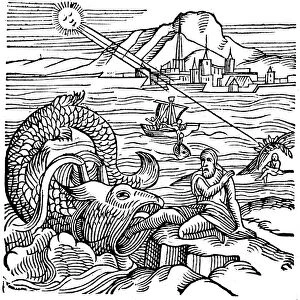 Jonah being spewed up by the whale, 1557
