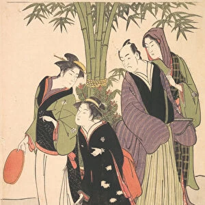 Kabuki Actors Segawa Kikunojo III and Ichikawa Monnosuke II and Two Courtesans Celebr... ca. 1790s. Creator: Katsukawa Shunko