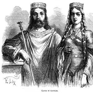 King Clovis I and Queen Clotilde of the Franks, late 5th - early 6th century (1882-1884). Artist: Frederic Lix