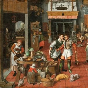 Kitchen interior, c. 1565. Creator: Cleve, Marten van, the Elder (1527-1581)