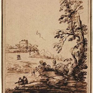 Landscape with Small Group of Buildings, second half 1700s. Creator: Guercino (Italian