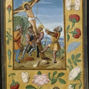 Leaf from a Book of Hours: The Raising of the Cross, c. 1510-1520. Creator: Unknown