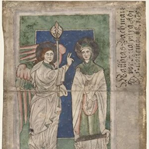 Leaf from a Psalter(?): Annunciation, early 1200s. Creator: Unknown
