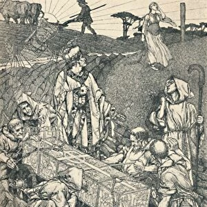 The Legend of St. Cuthbert, Pen Drawing, 1891-1920, (1923). Artist: Robert Spencer