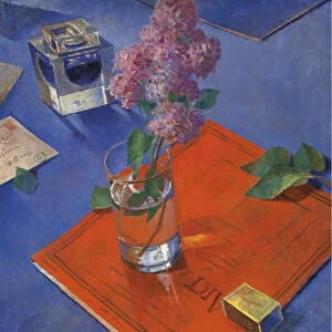 Still life with lilac, 1928. Creator: Petrov-Vodkin, Kuzma Sergeyevich (1878-1939)