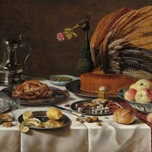 Still Life with Peacock Pie, 1627. Creator: Pieter Claesz