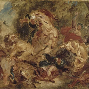 The Lion Hunt, ca 1854. Artist: Delacroix, Eugene (1798-1863)
