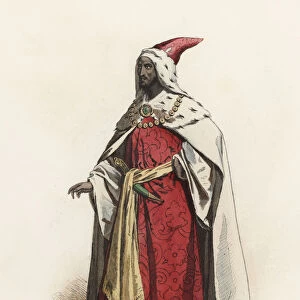 Lord of the Court of Ethiopia, in the modern age, color engraving 1870