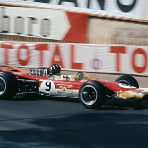 Lotus 49, Gold Leaf, driven by Graham Hill at the 1968 Monaco Grand Prix. Creator: Unknown