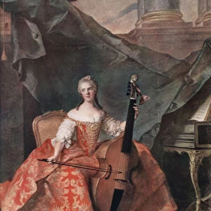 Madame Henriette de France in Court Costume Playing a Bass Viol, 1754. Artist: Jean-Marc Nattier
