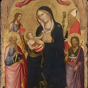 Madonna and Child with Saints John the Evangelist, John the Baptist, James of Compostela and Nicholas of Bari, ca 1390. Artist: Gaddi, Agnolo (1350-1396)