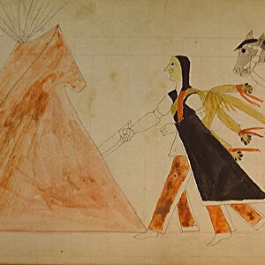 Maffet Ledger: Indian and horse, ca. 1874-81. Creator: Unknown