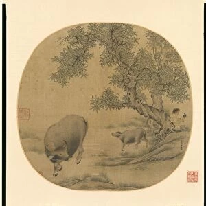 Man, Buffalo, and Calf, 1205 or 1265. Creator: Li You (Chinese, 1200s)