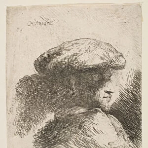 Man in profile facing right, wearing a fur hat, from series of Small Heads in Or... ca