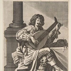 Man Singing and Playing a Lute, mid to late 17th century. Creator: Abraham Bosse