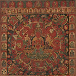 Mandala of the Sun God Surya Surrounded by Eight Planetary Deities, dated, likely 1379