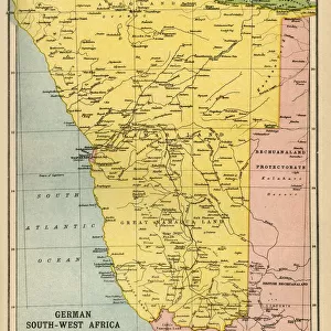 Map of German South West Africa, First World War, (c1920). Creator: John Bartholomew & Son