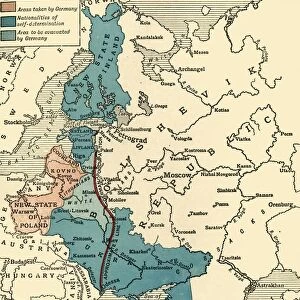 Map illustrating the Brest-Litovsk Treaties, First World War, c1918, (c1920). Creator: Unknown