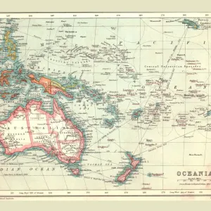 Map of Oceania Print, 1902 Map of Oceania Print, 1902
