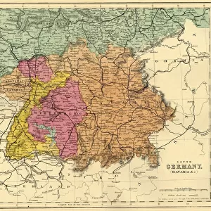Map of South Germany and Bavaria, c1872. Creator: Unknown