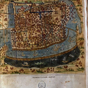 Map of Tenochtitlan, Mexico, 1560, in the work General Islands of the World, by