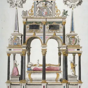 1656 Print of Earl of Pembroke's Monument in St Pauls Cathedral
