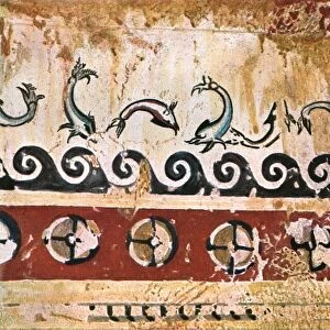 Mural painting in the Tomb of Typhon (Tomba del Tifone) at Tarquinia, Italy, (1928]