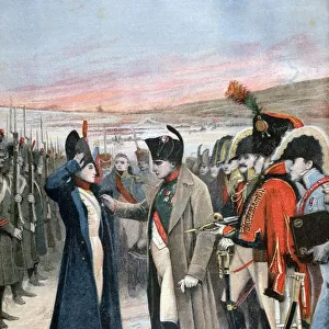 Napoleon presenting female officer Marie Schellinck with the Legion d Honneur, 1808 (1894). Artist: Lionel Noel Royer