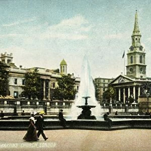 National Gallery & St Martins Church London, late 19th-early 20th century. Creator: Unknown