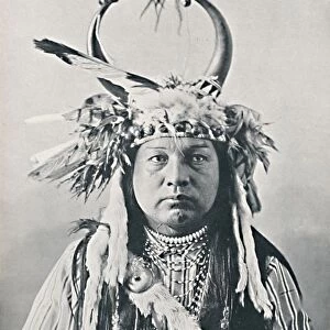 A Native American with buffalo-horns headdress, 1912. Artist: Robert Wilson Shufeldt