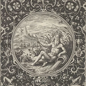 Neptune in a Decorative Frame with Grotesques, from the Judgment of Paris, c1580-1600