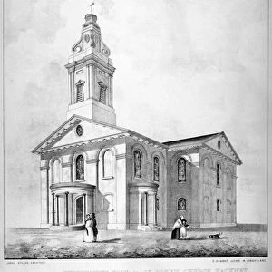North-west view of the Church of St John at Hackney, London, 1841. Artist: Charles Chabot