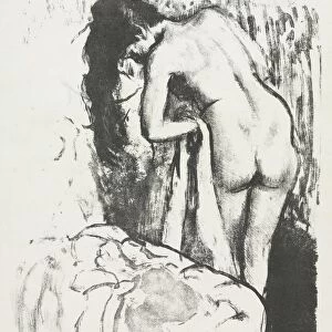 Nude Woman Standing, Drying Herself, 1891-1892. Creator: Edgar Degas (French, 1834-1917)