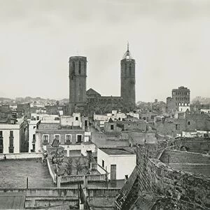 Part of the old city with cathedral, Barcelona, Spain, 1895. ?? NOT? Creator: W &s Ltd