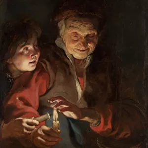 Old woman and boy with candles, c. 1616-1617. Creator: Rubens, Pieter Paul (1577-1640)