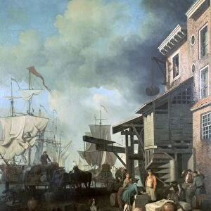 Painting of Old Custom House Quay, 18th century. Artist: Samuel Scott